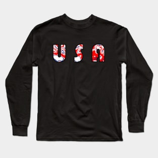 USA RED White And Blue Long Sleeve T-Shirt